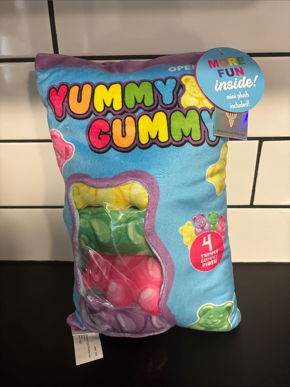 iscream Yummy Gummy Scented Interactive Plush Pillow Bag 4 Mini Bears NWT